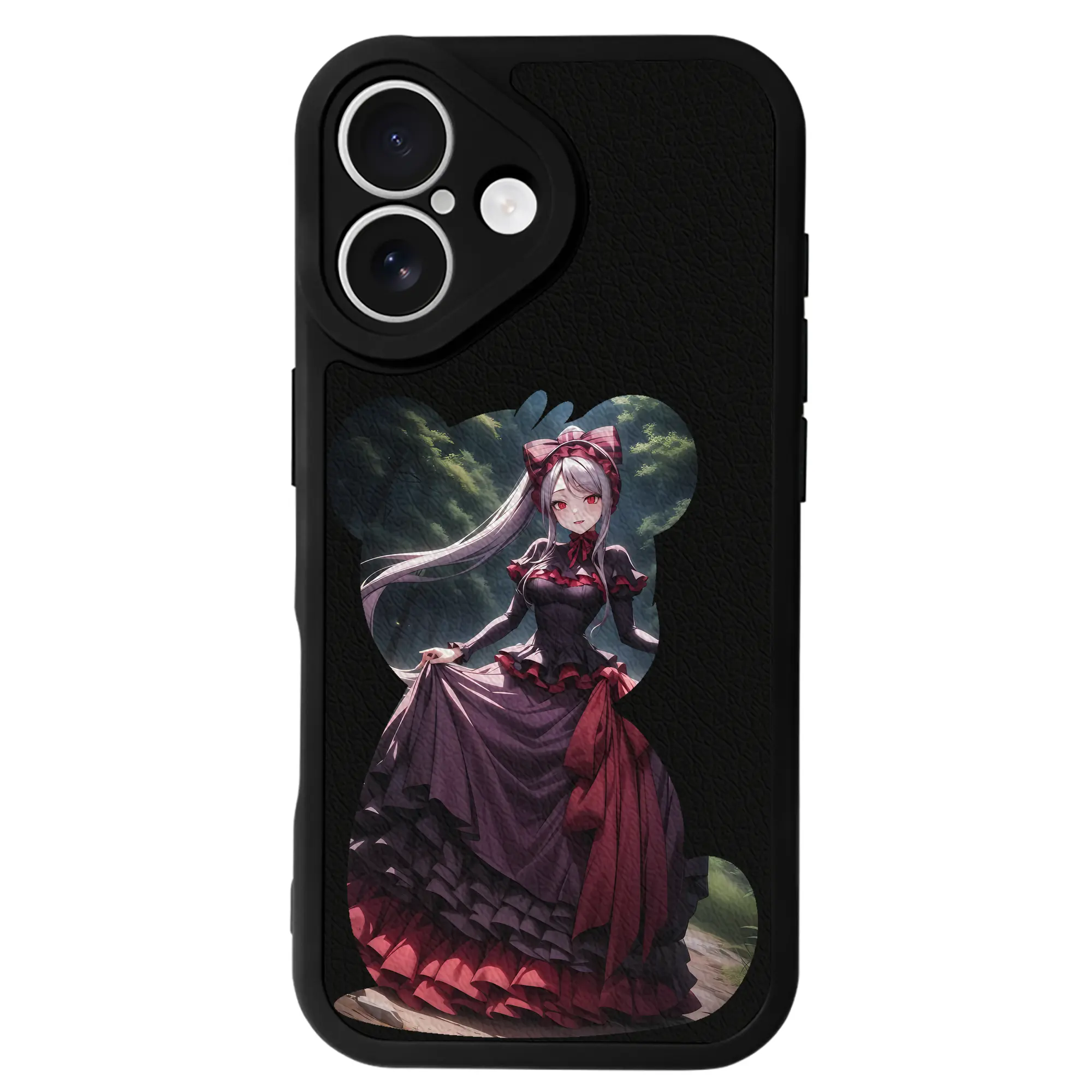 オーバーロード グッズ シャルティア・ブラッドフォールン - IPhone 16シリーズ対応 ・ シリコンスマホケース ・ レザー調 ・ 高精度フィット ・ 耐衝撃 ・ ワイヤレス充電対応 ・ 精密カット